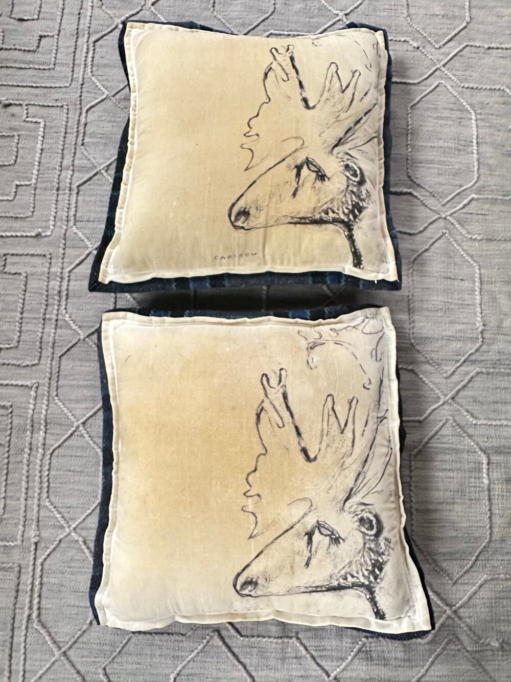 Anthropologie northwood-pillows set pair creative Growth Frann Lusson moose